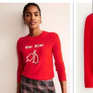 Boden Festive Embroidered Red Sweater Sz XS Mint